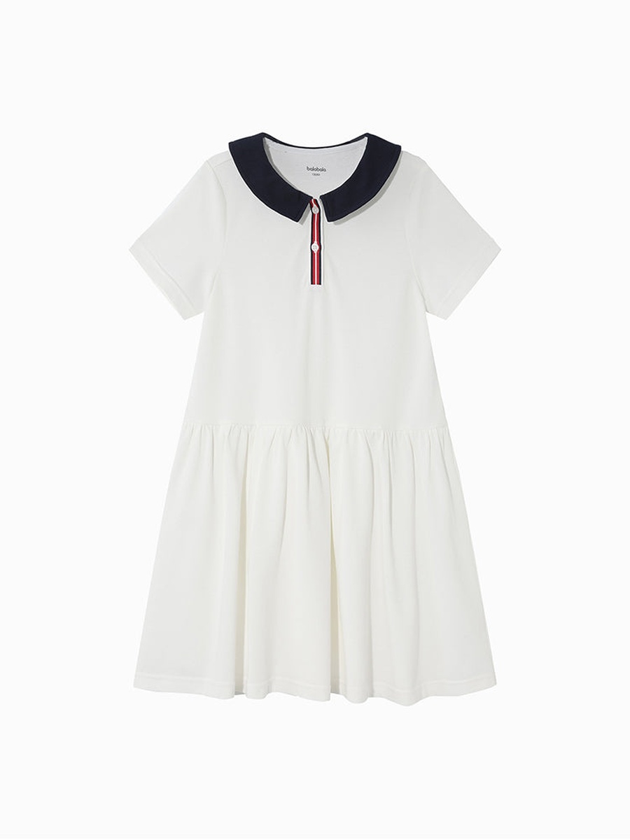 Girls Dress With Contrast Collar