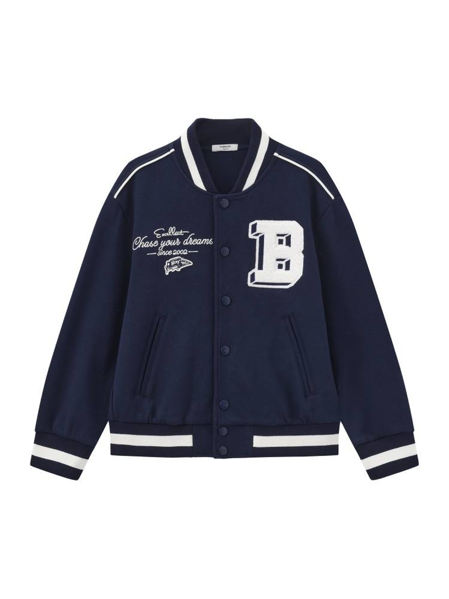 Varsity Button Up Jacket with Print