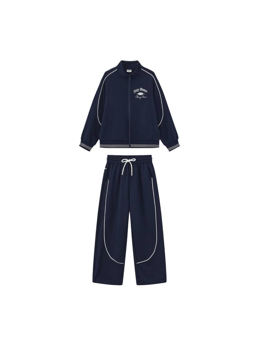 Zip Up Tracksuit Set with Print