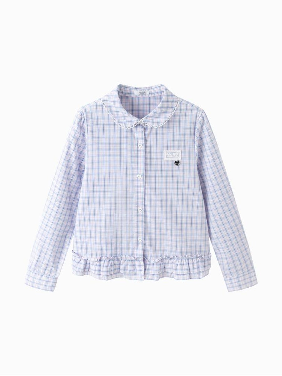 Girls Ruffle Hem Textured Shirt