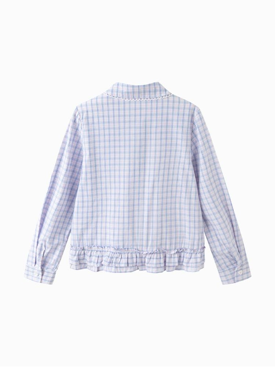 Girls Ruffle Hem Textured Shirt