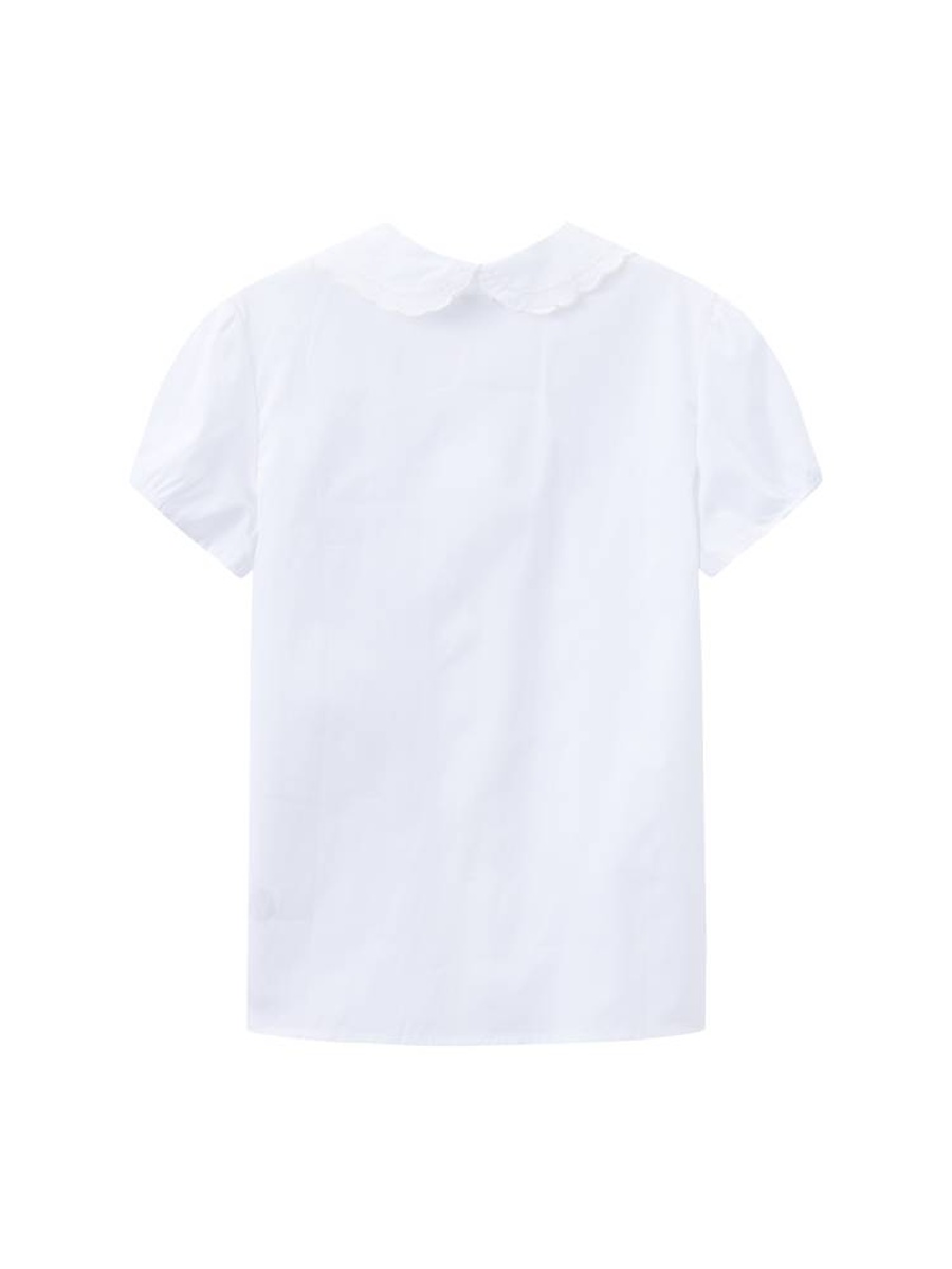 Girls Lace Collar Short Sleeve Shirt