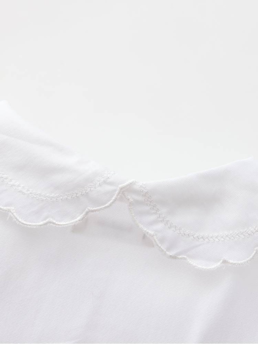 Girls Lace Collar Short Sleeve Shirt