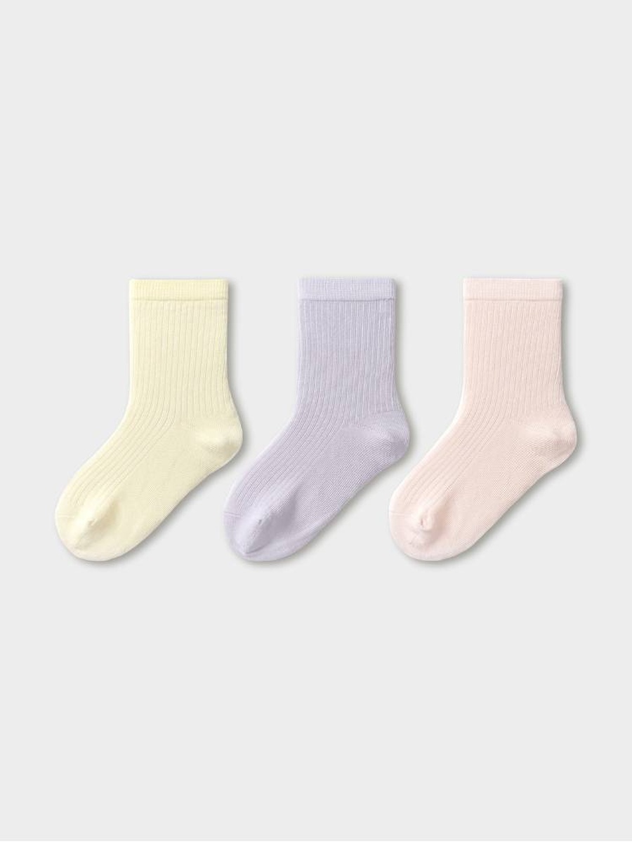 Girls Ribbed Crew Socks 3-Pack