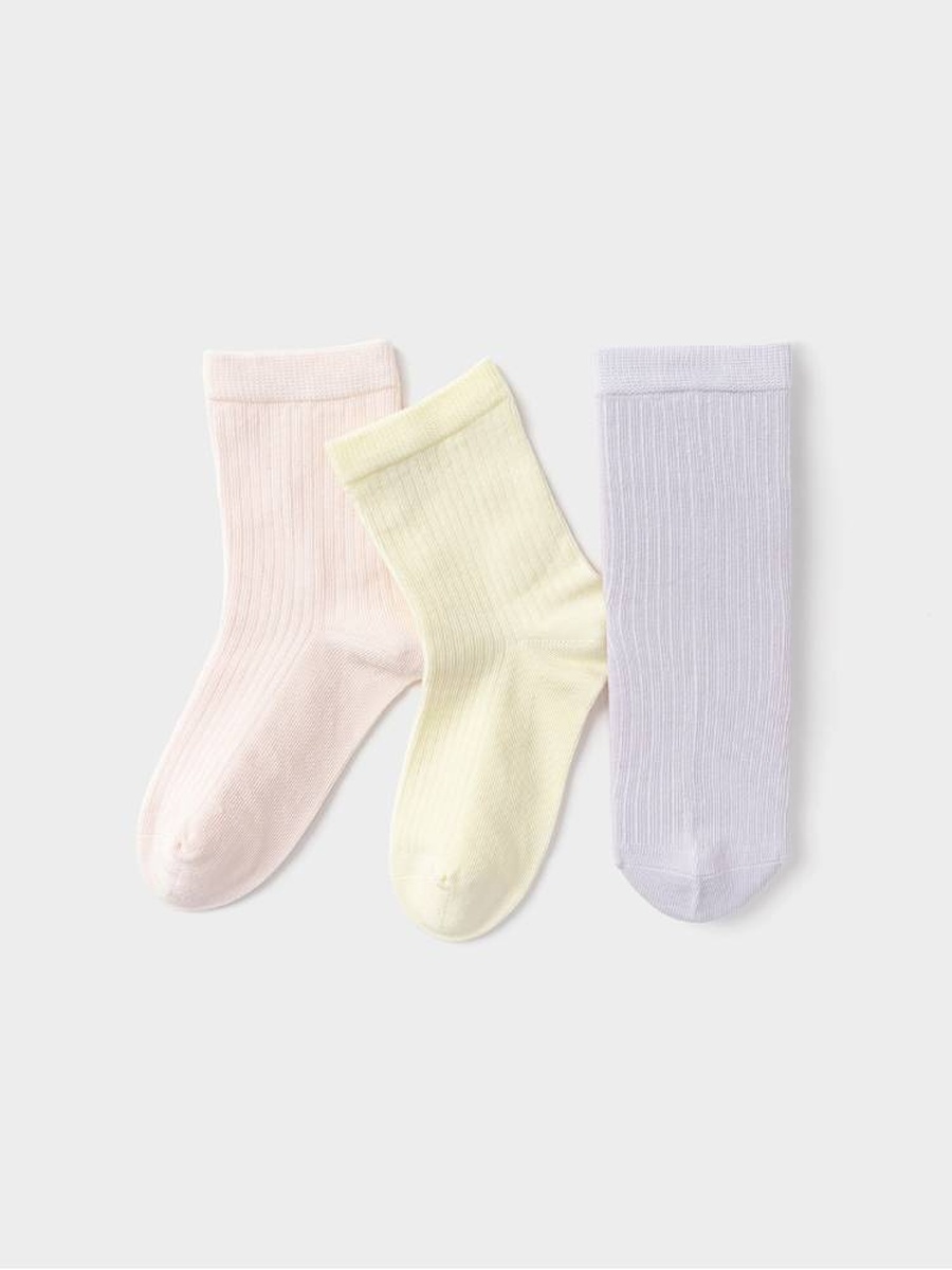 Girls Ribbed Crew Socks 3-Pack
