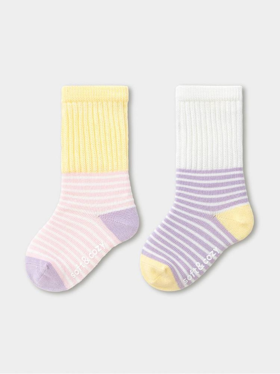 Girls 2 Pack Ribbed Crew Socks