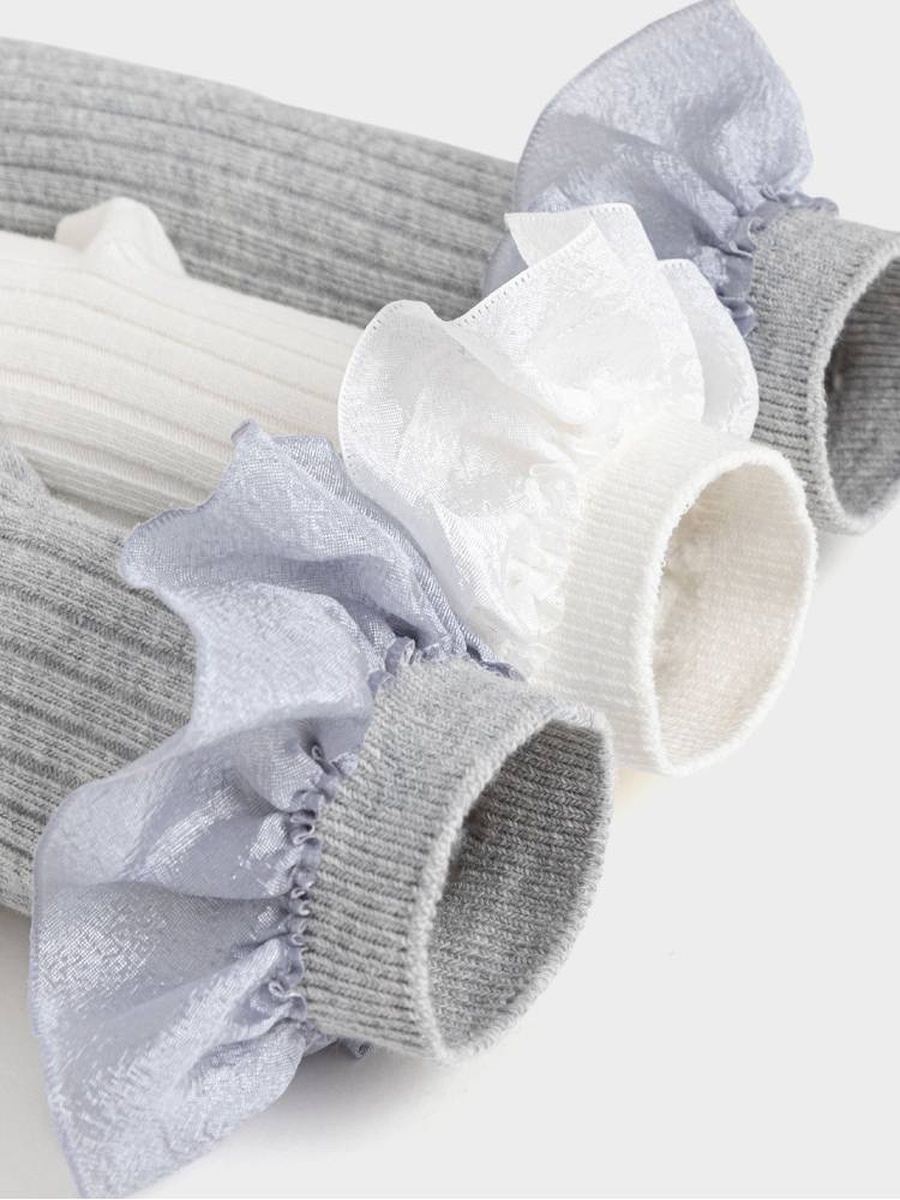 Girls 2 Pack Frill Ribbed Crew Socks