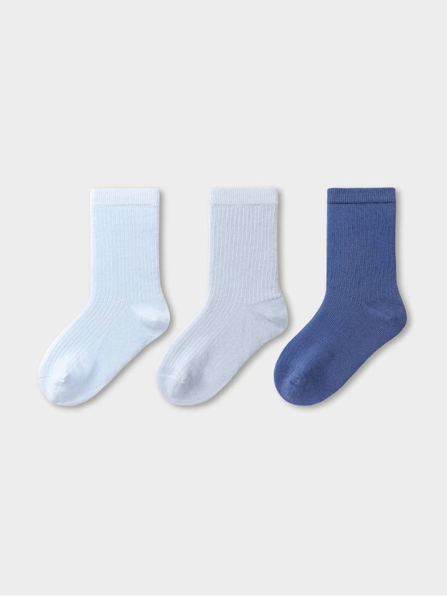 Boys 3 Pack Ribbed Crew Socks
