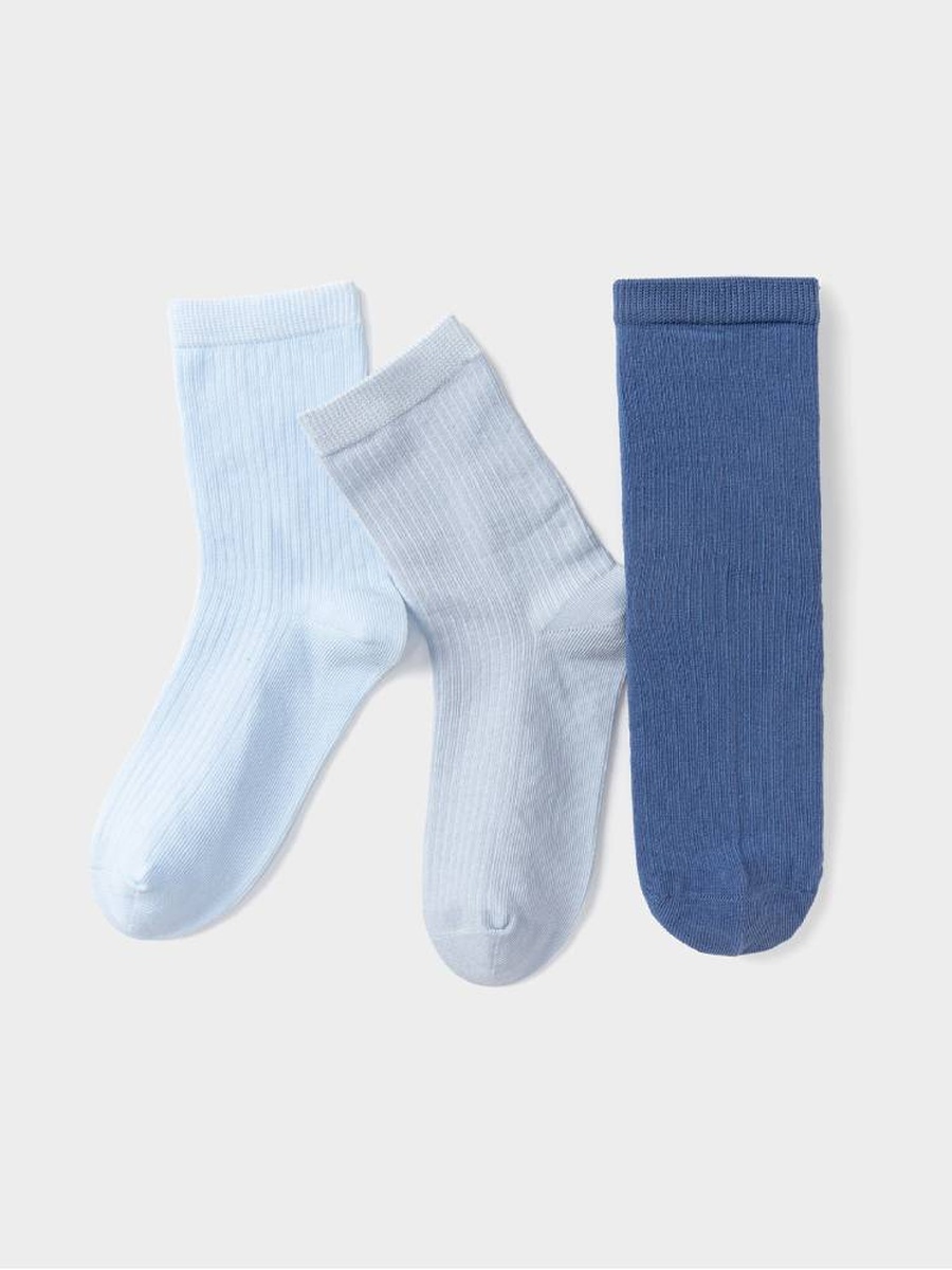 Boys 3 Pack Ribbed Crew Socks