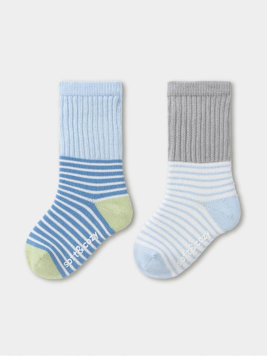 Boys 2 Pack Non Slip Ribbed Crew Socks