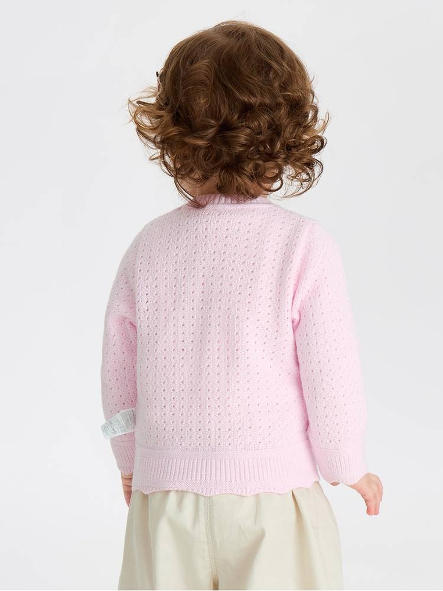 Girls Pointelle Knit Button Up Cardigan