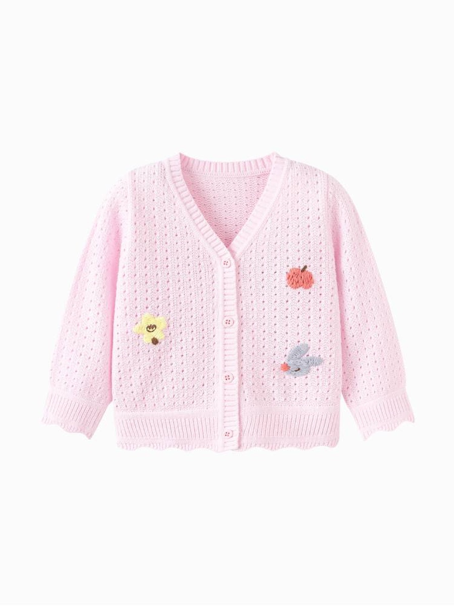 Girls Pointelle Knit Button Up Cardigan