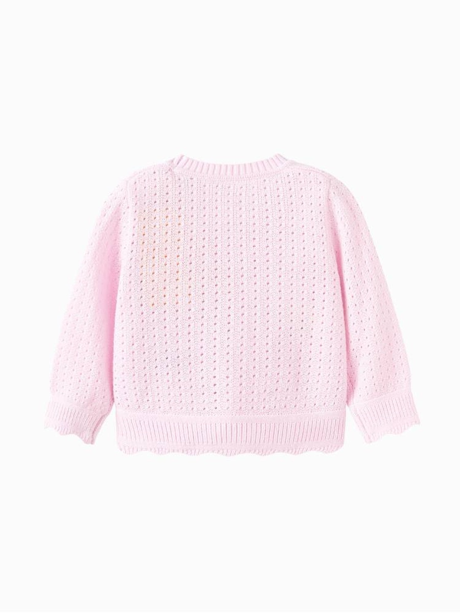 Girls Pointelle Knit Button Up Cardigan