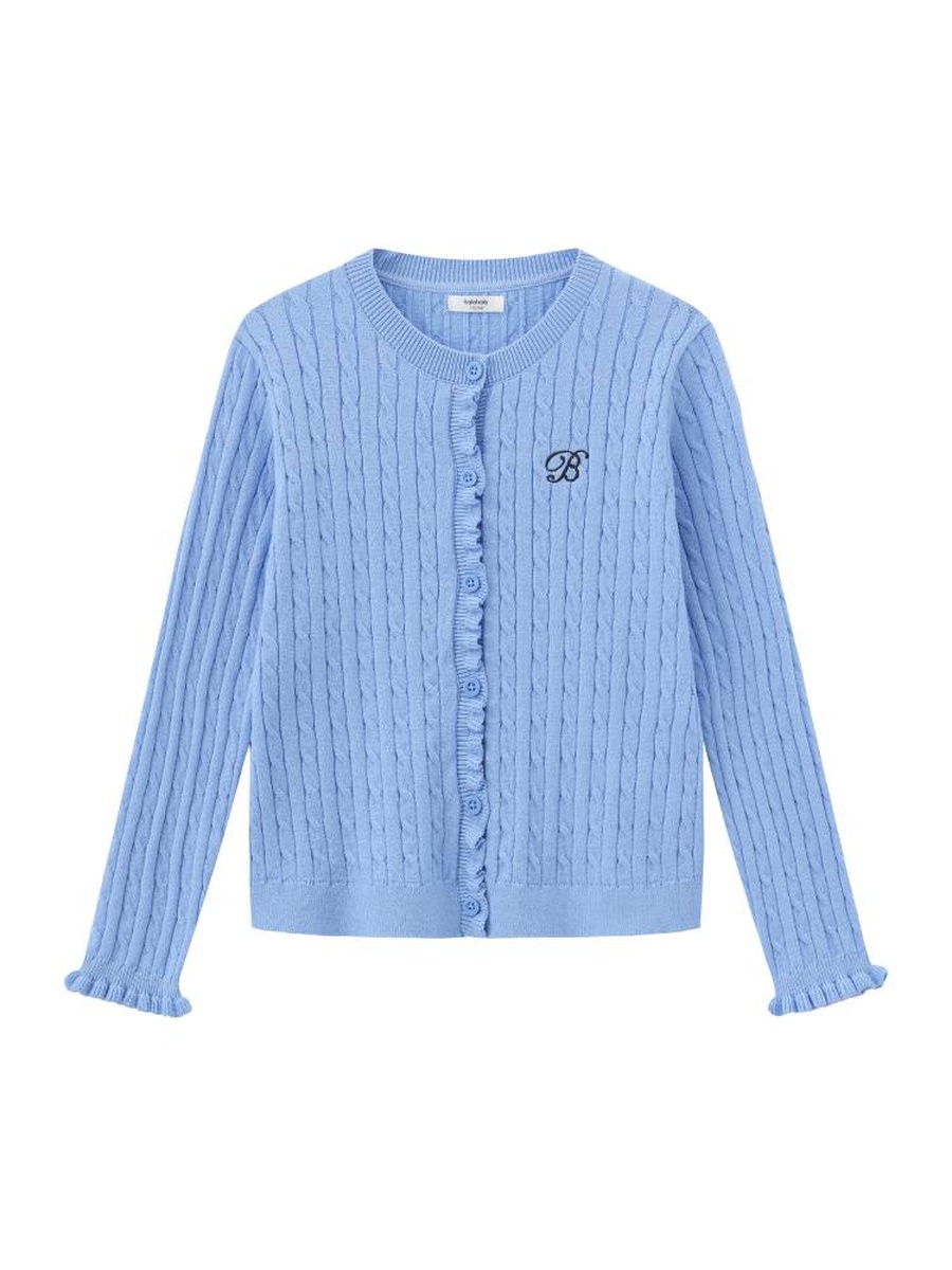 Girls Cable Knit Button Up Cardigan