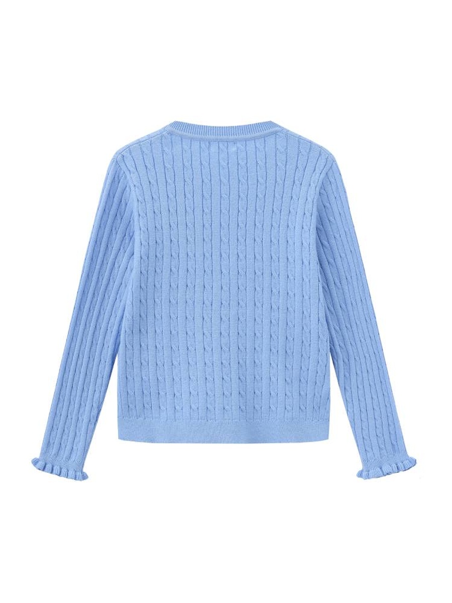 Girls Cable Knit Button Up Cardigan