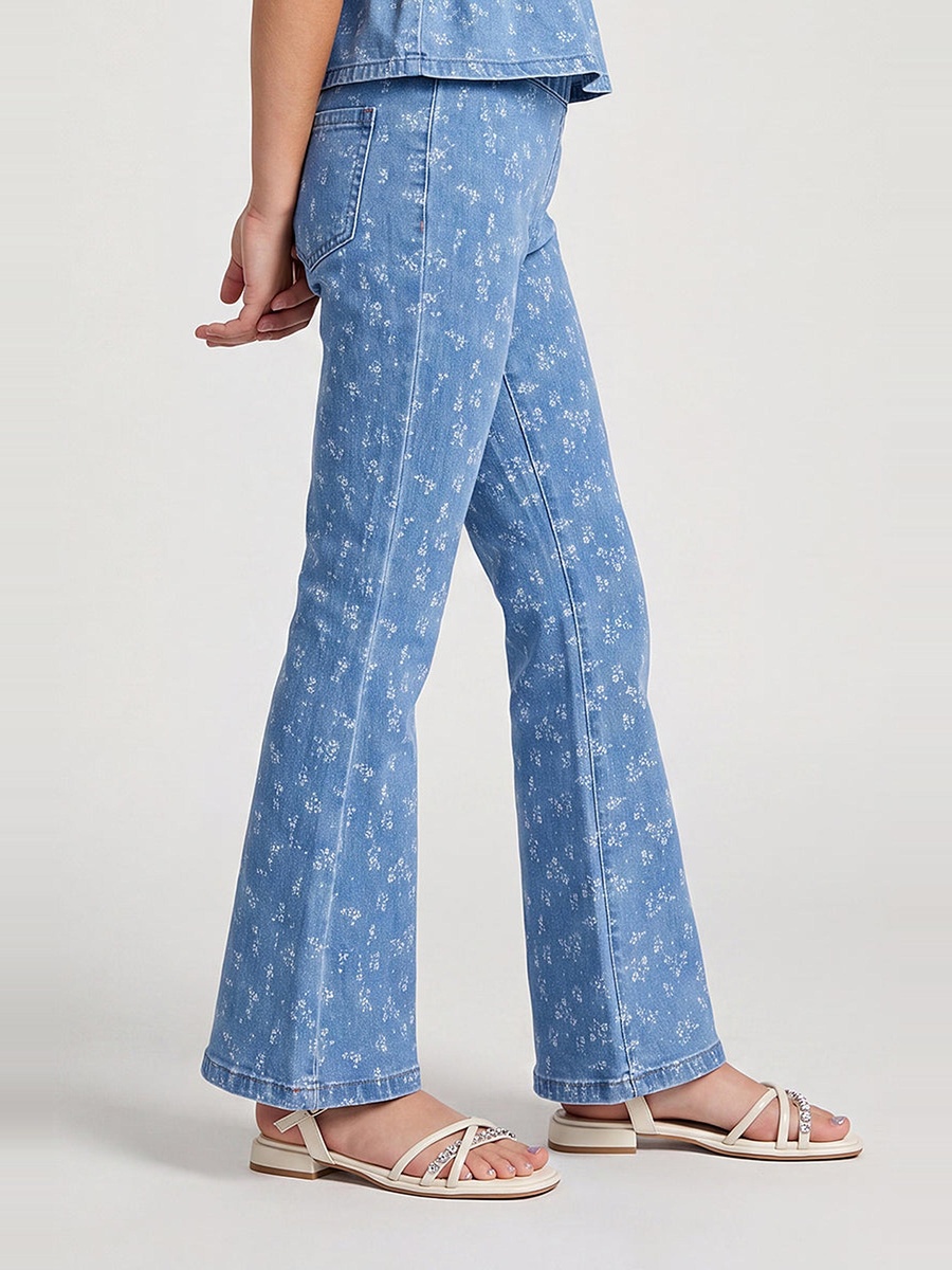 Floral Print Flared Jeans