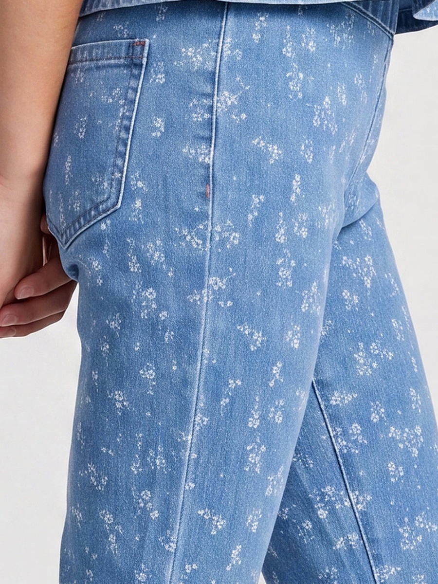 Floral Print Flared Jeans
