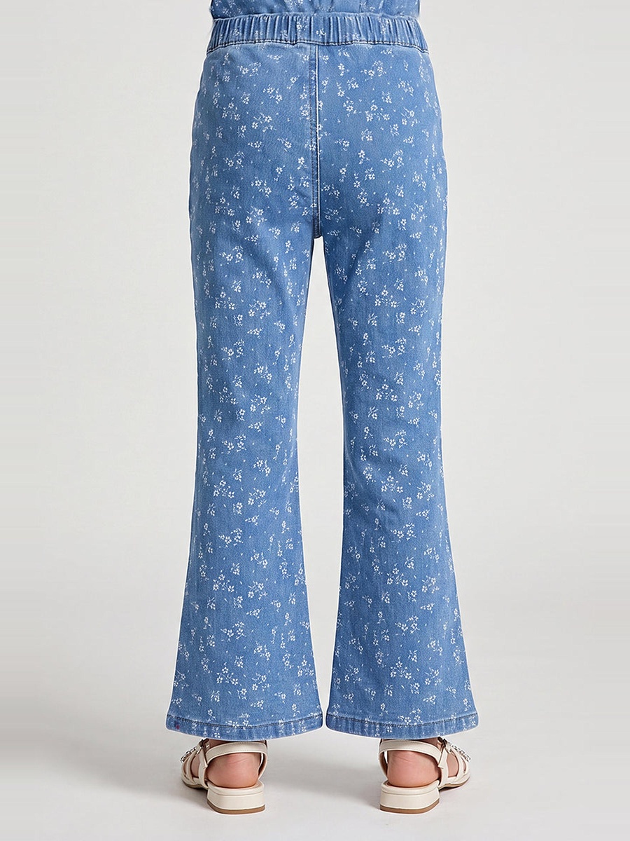 Floral Print Flared Jeans