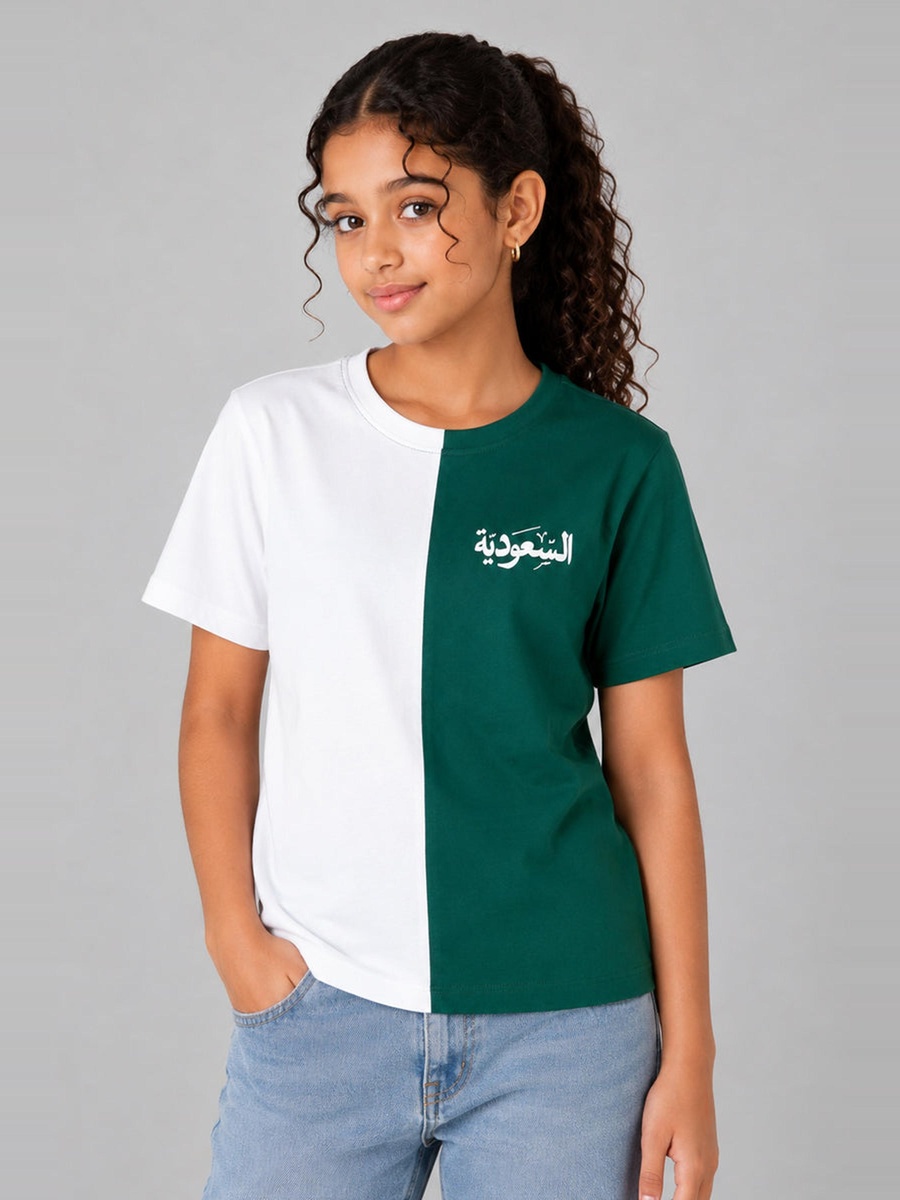Arabic Graphic Color Block T-Shirt