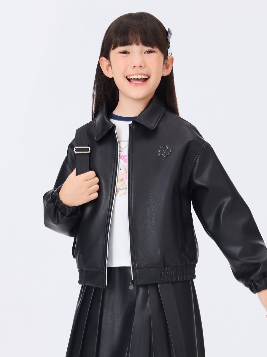 Girls Faux Leather Jacket