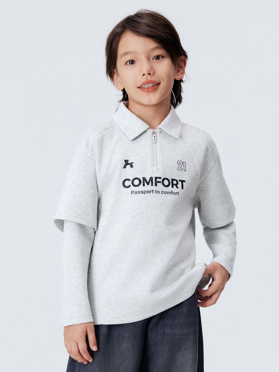 Boys Collared Half-Zip Sweatshirt