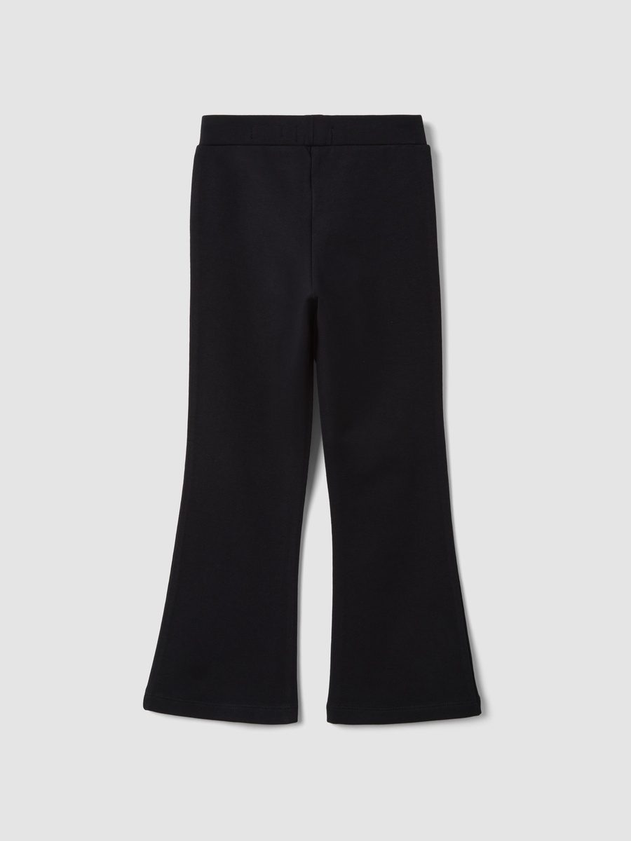 Black Flared Leggings In Stretch Cotton With Studs