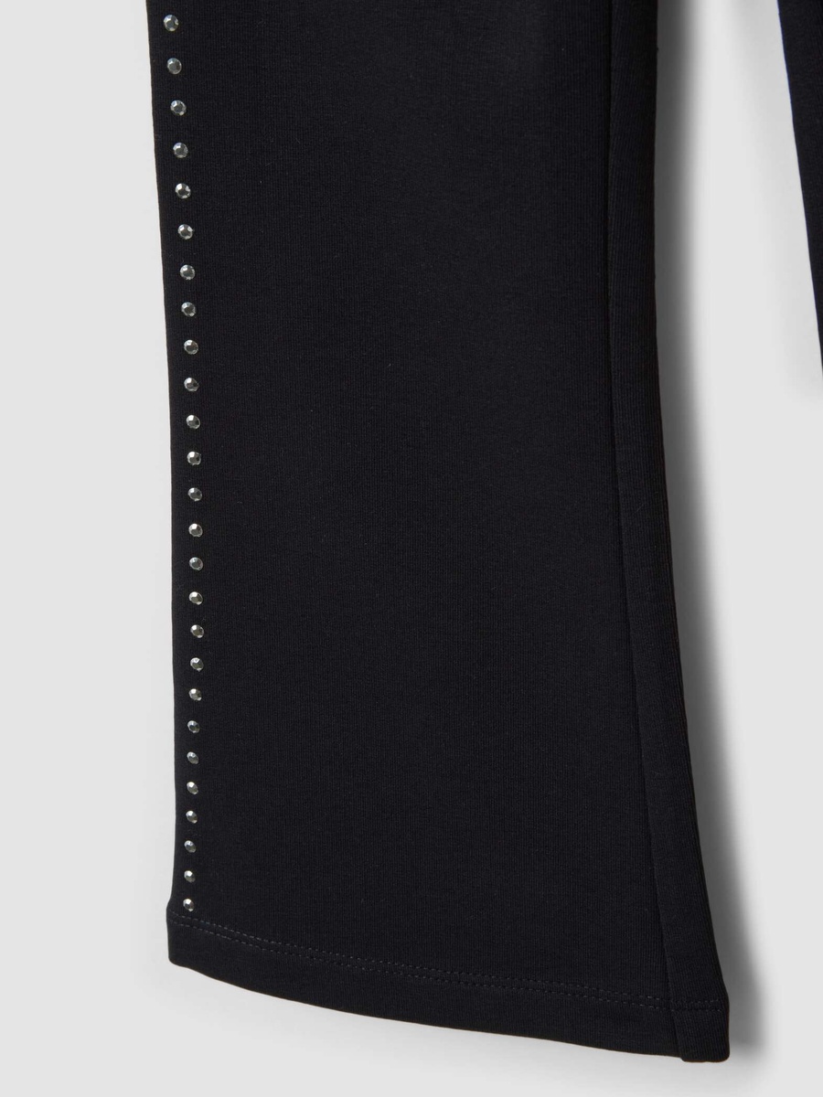 Black Flared Leggings In Stretch Cotton With Studs