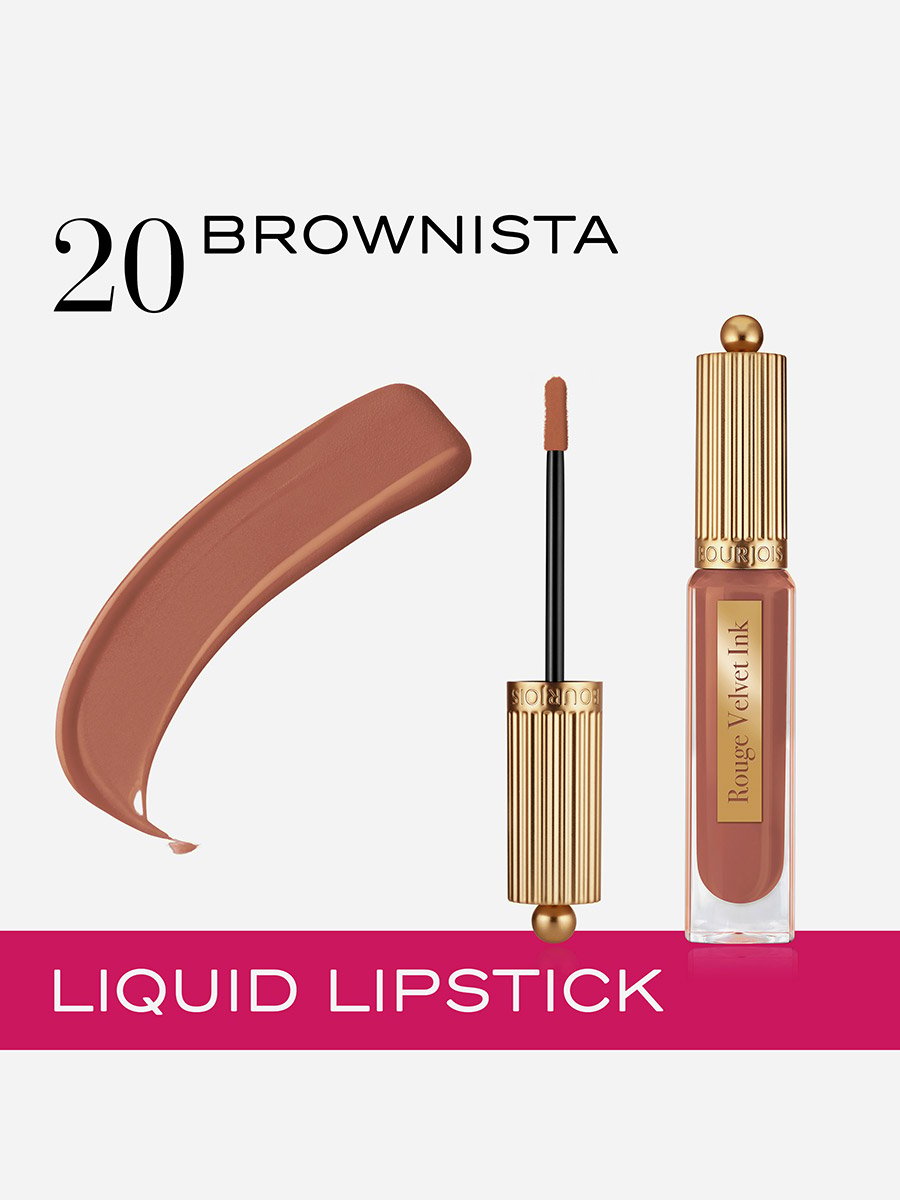 Rouge Vevet Ink Liquid Matte Lipstick - 20 Brownista, 3.5ml - 0.1 fl oz