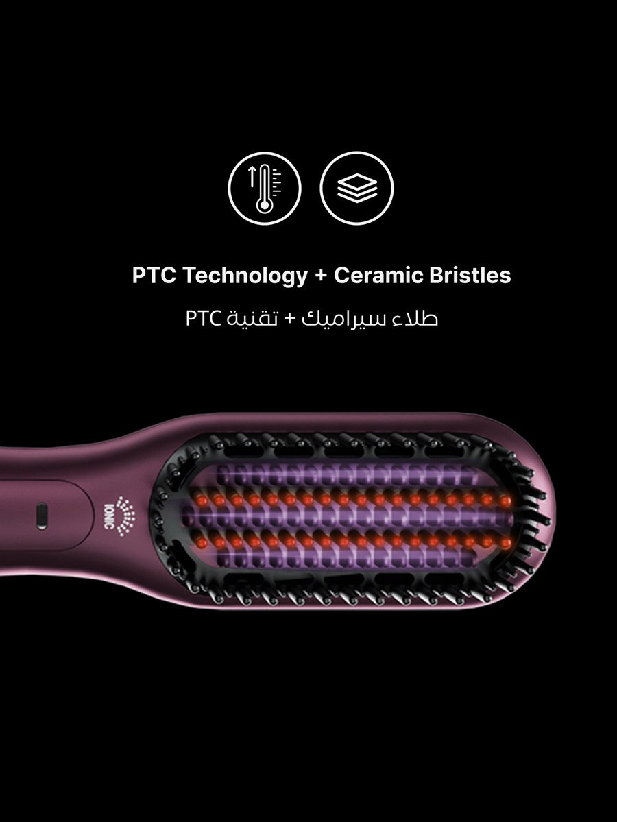 3 in 1 Hair Straightener Ionic Brush, 3 Temperature Settings, Anti Scald Brush