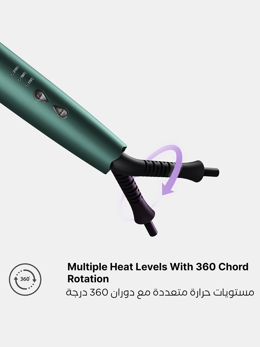 Ionic Hair Curler, Rotatable Automatic Curling Iron Wand - Gable Green