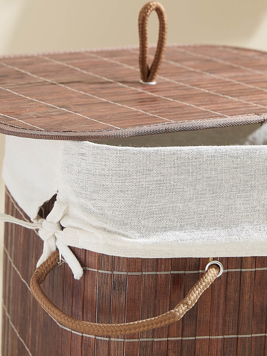Knock Down Rectangular Bamboo Laundry Basket