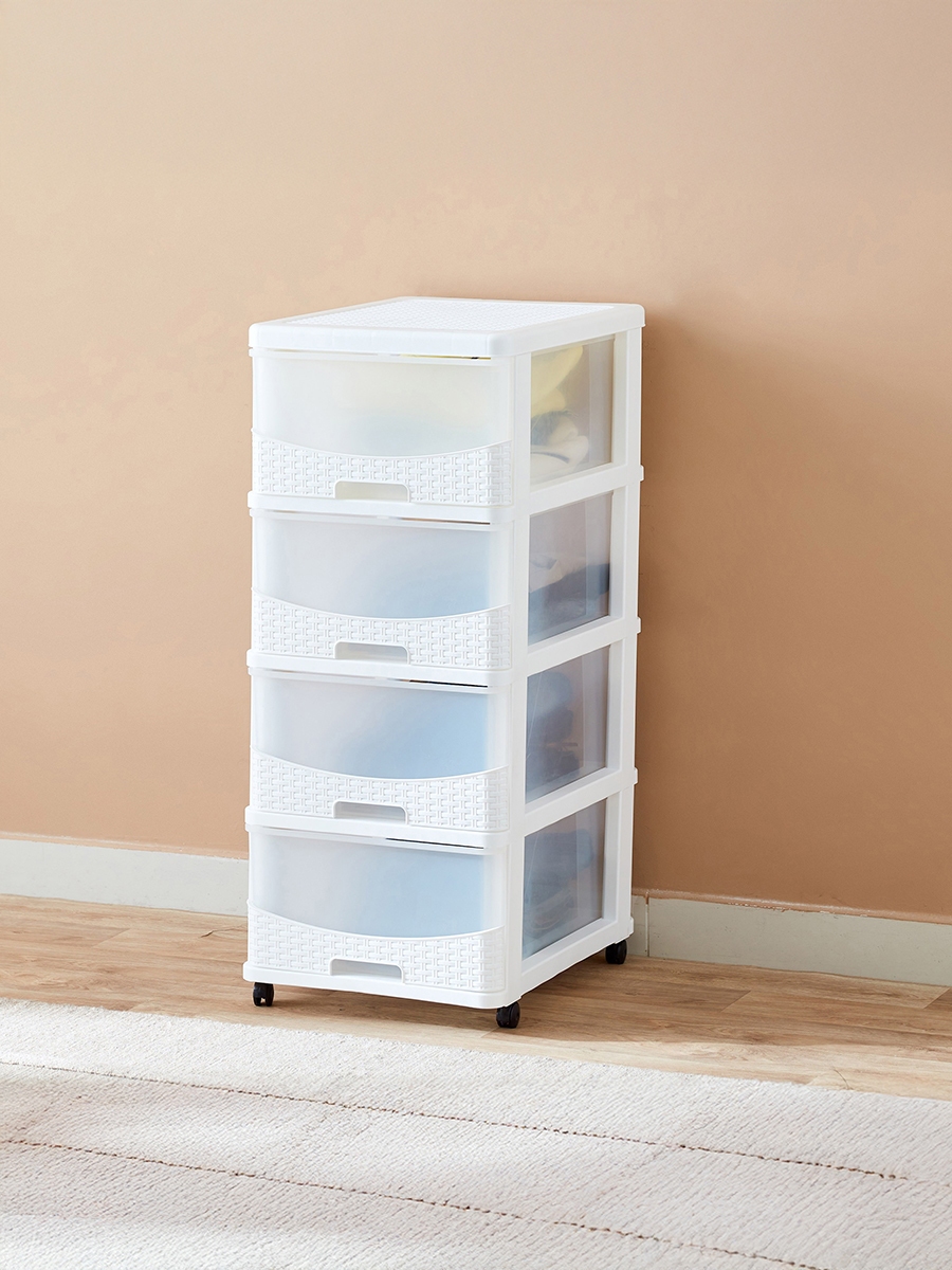 Kevin 4-Tier Rattan Storage Cabinet