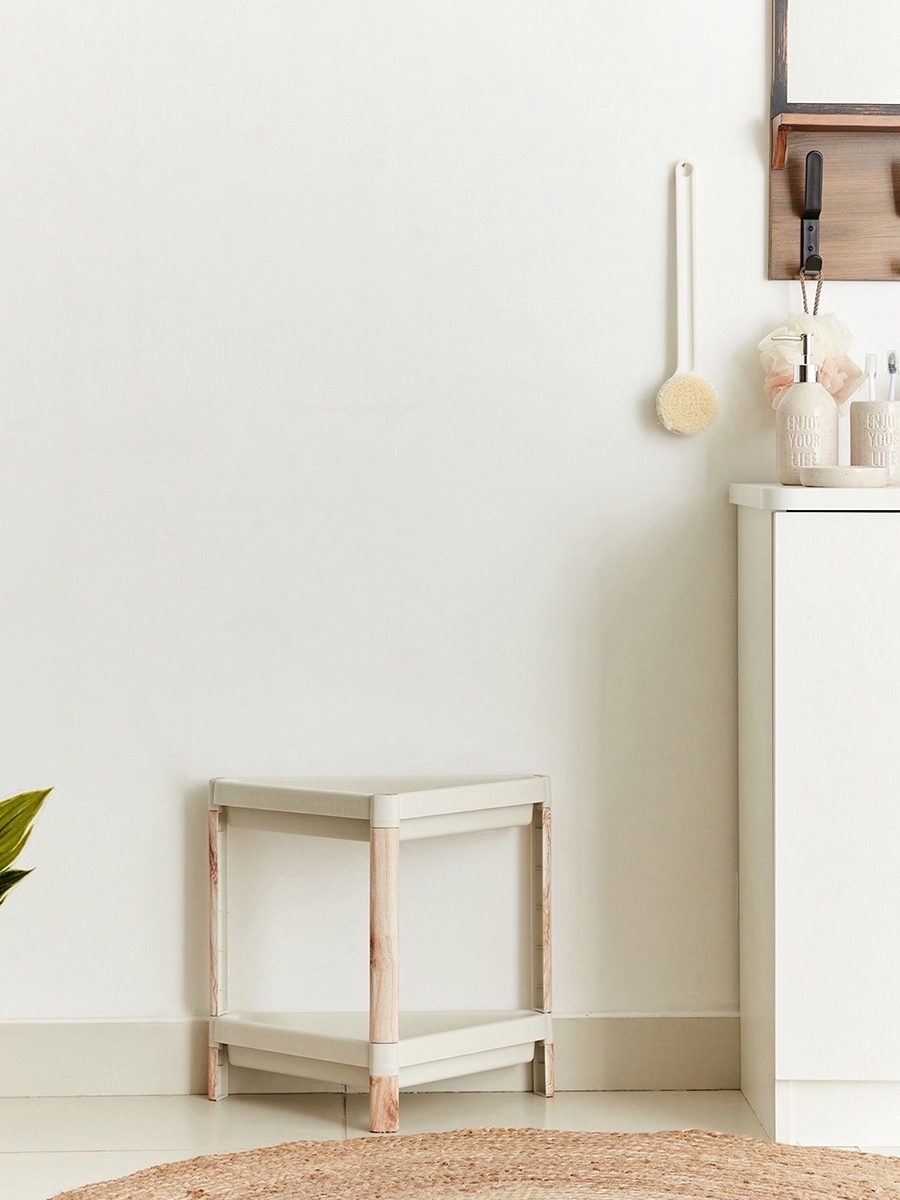 Nova Triangle 2-Tier Caddy with Wooden Finish