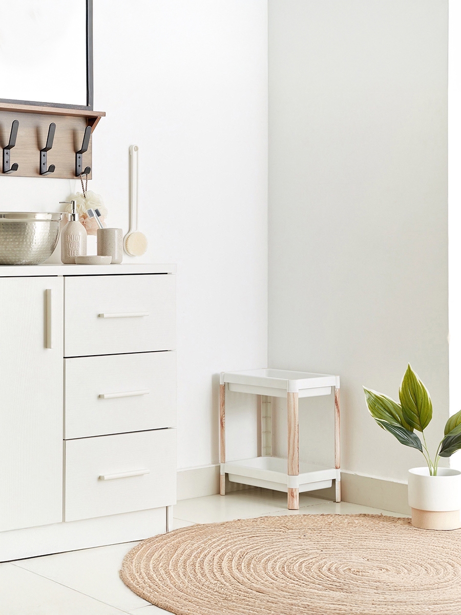 Nova Rectangle 2-Tier Caddy with Wooden Finish