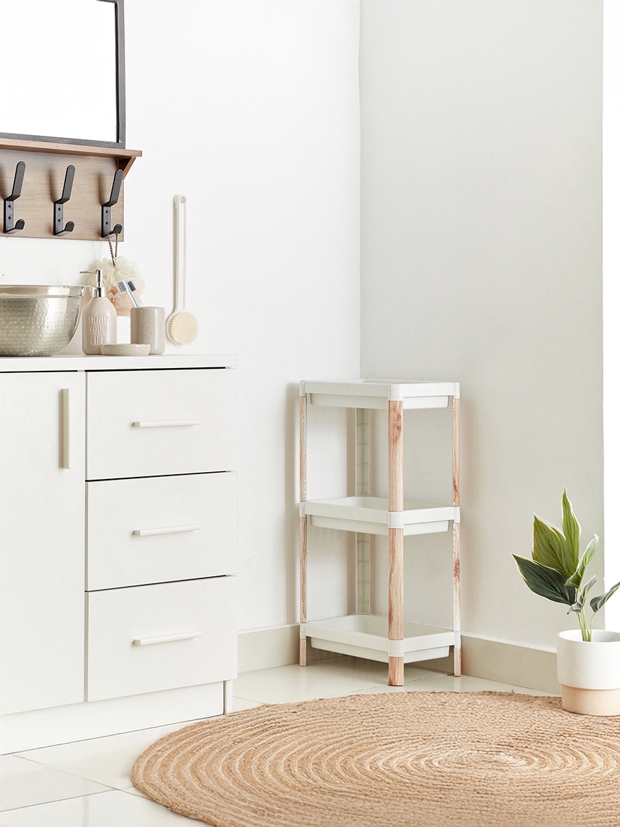 Nova Rectangle 3-Tier Caddy with Wooden Finish