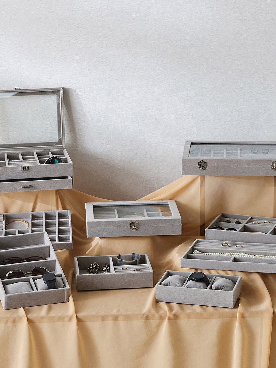 Velour 3-Compartment Jewellery Tray