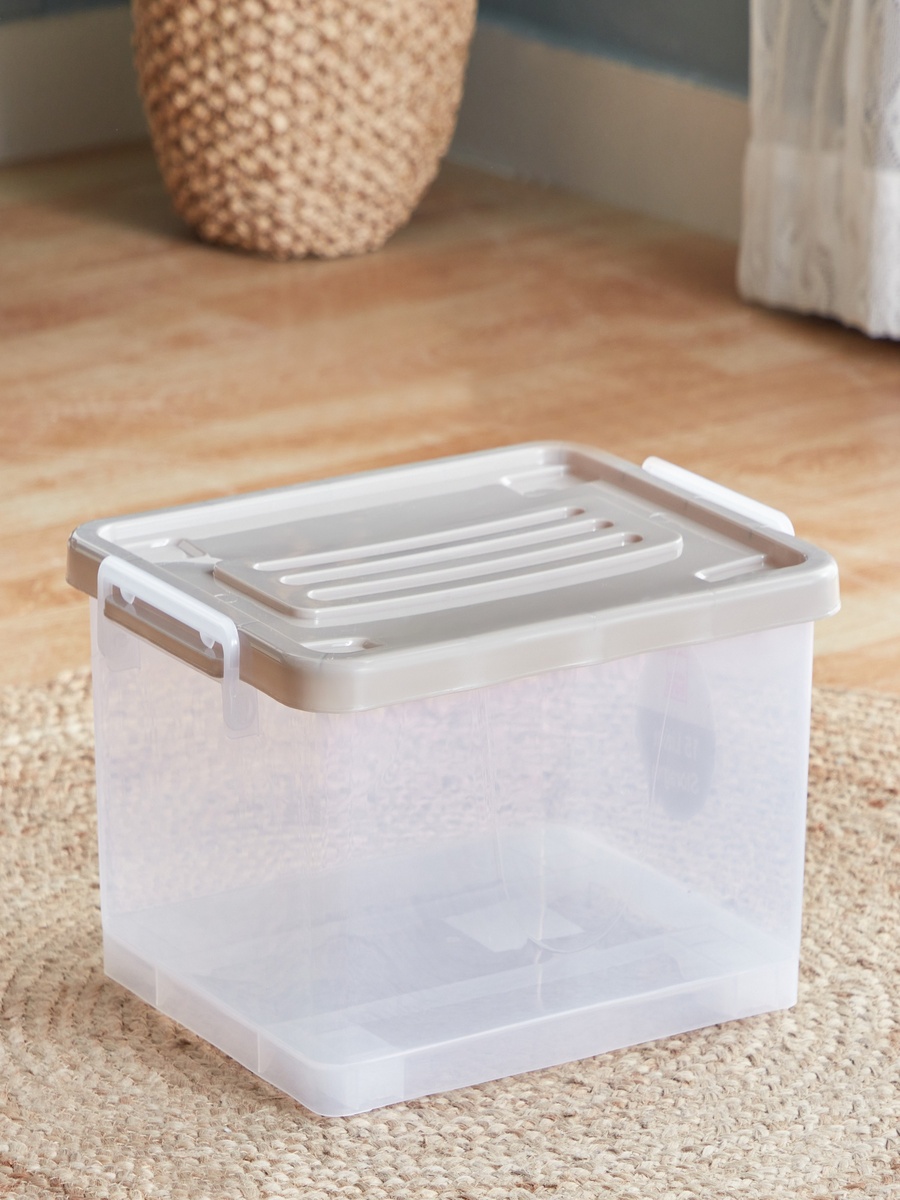 Juana Multipurpose Transparent Storage Box with Wheels and Lockable Lid - 15 L