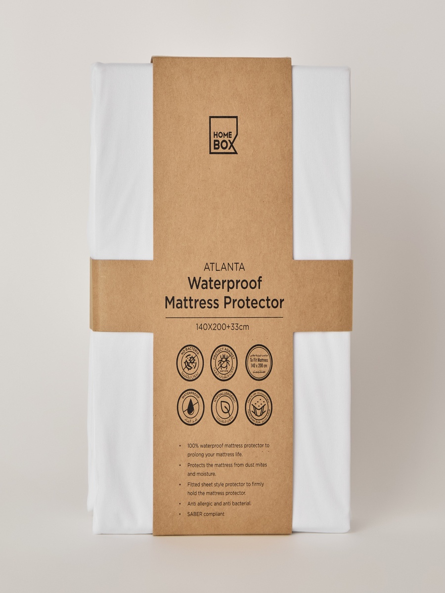 Atlanta Waterproof Double Mattress Protector - 140x200+33 cm