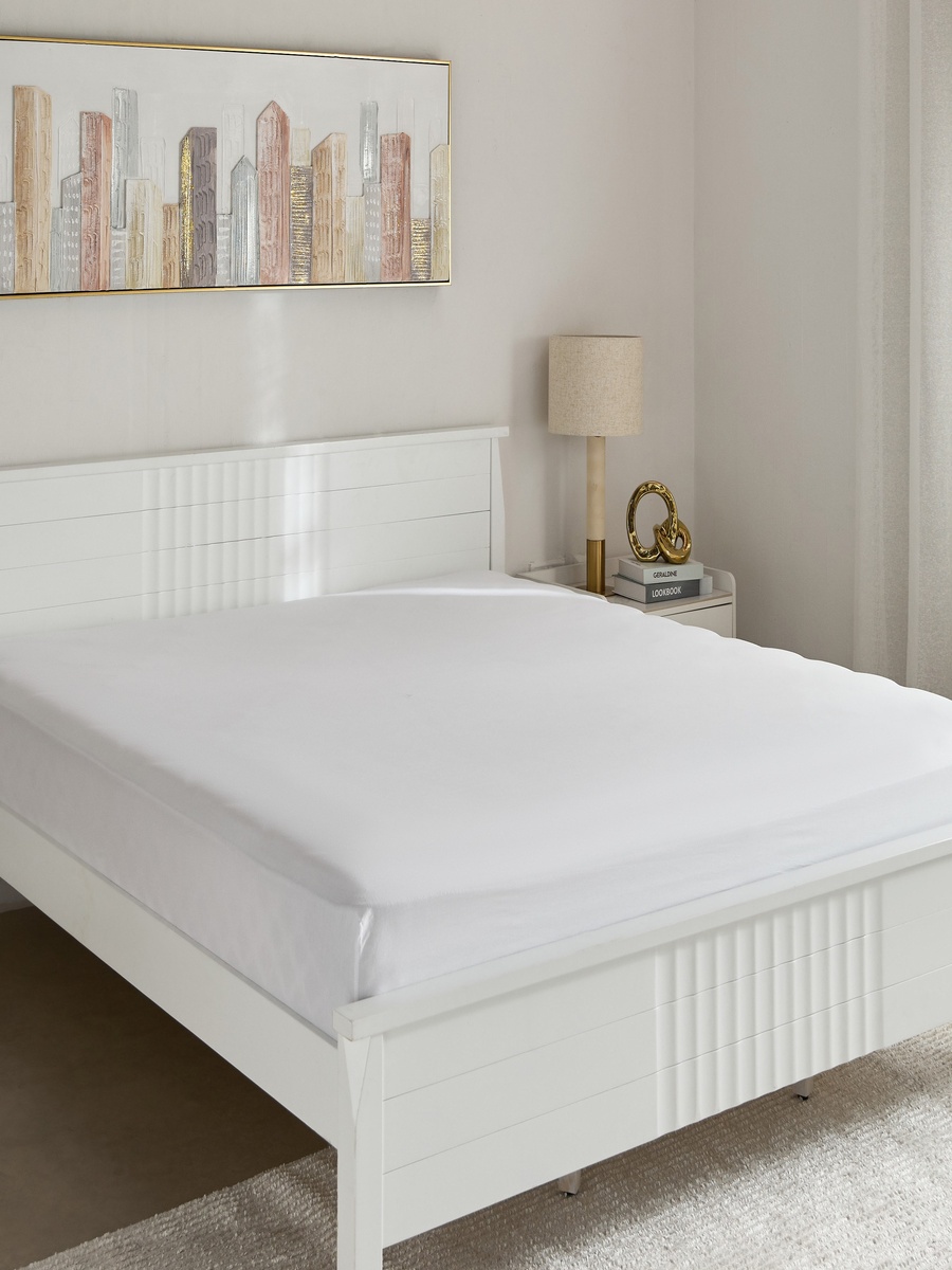 Essential Solid Cotton King Fitted Sheet - 180x210+36 cm