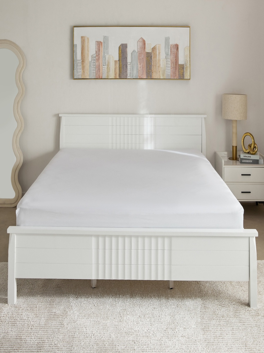 Essential Solid Cotton King Fitted Sheet - 180x210+36 cm