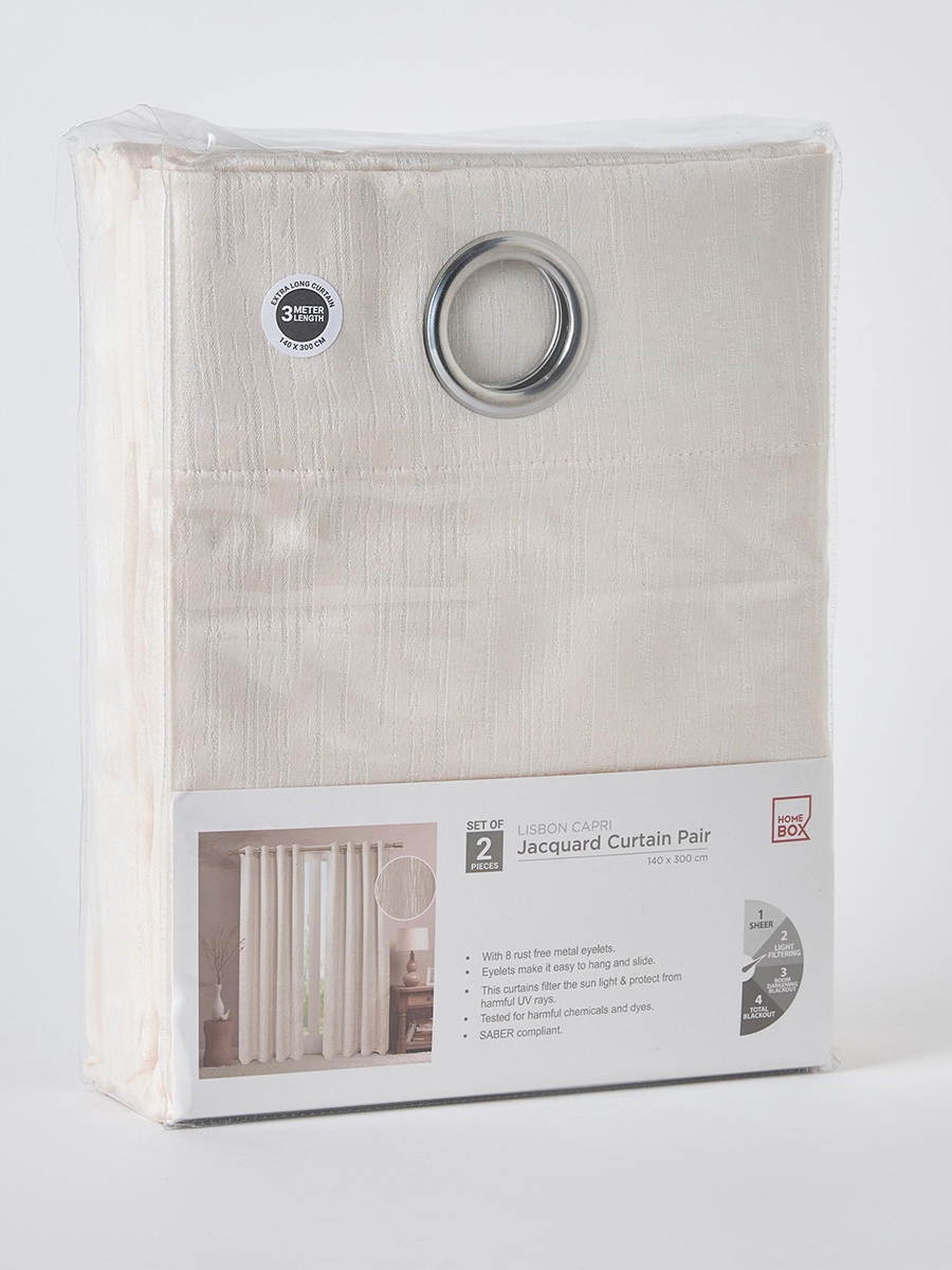 Lisbon Capri 2-Piece Jacquard Extra Long Curtain Set - 140x300 cm