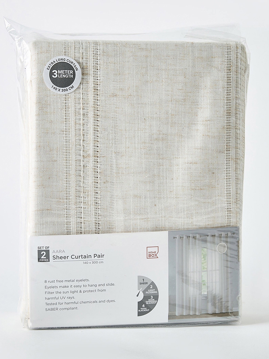 Aara Ashton 2-Piece Extra Long Sheer Curtain Pair - 140x300 cm