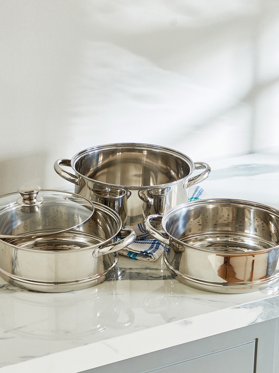 Stilo Stainless Steel 3-Tier Steamer - 24 cm