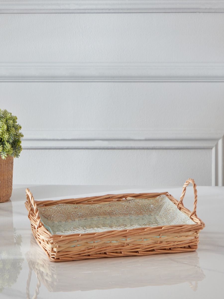 Minimalist 2-Piece Glass Serving Tray Set