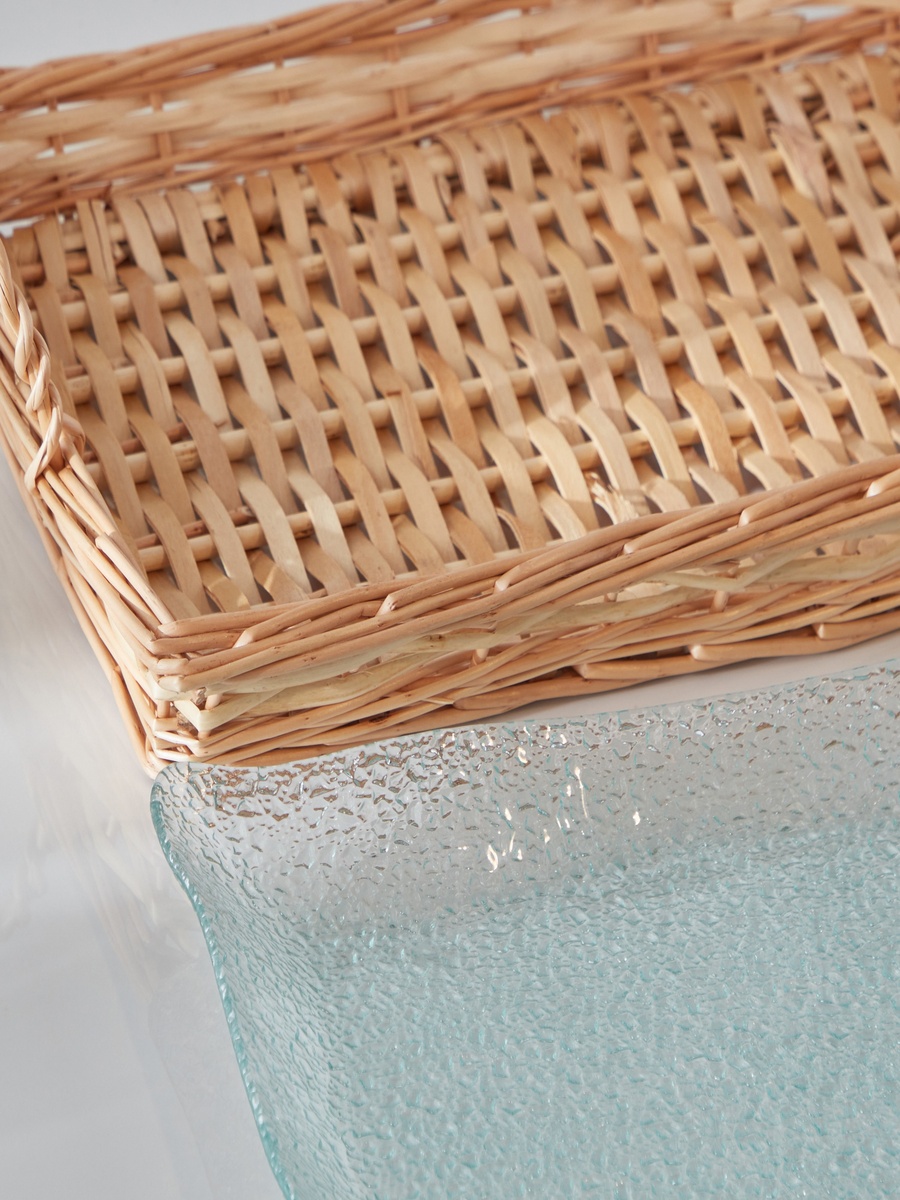 Minimalist 2-Piece Glass Serving Tray Set