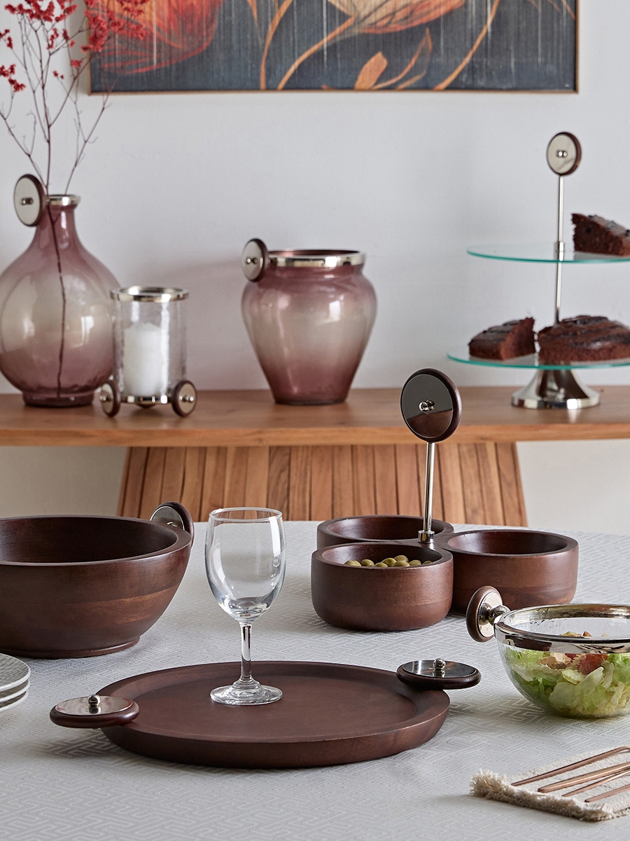 Aura 2-Tier Glass Serving Platter with Wheel Stem - 30 cm