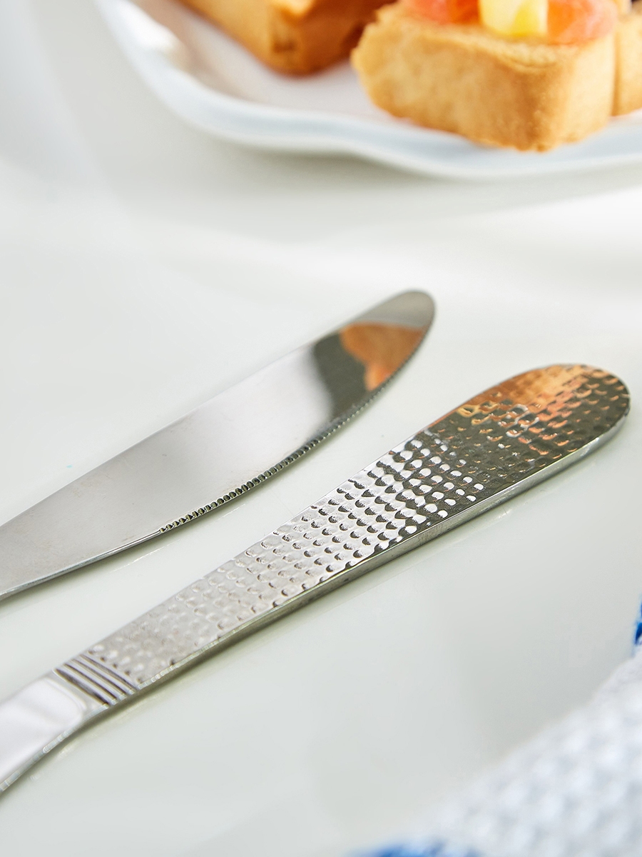 Hammered Stainless Steel Table Knife - Set of 2