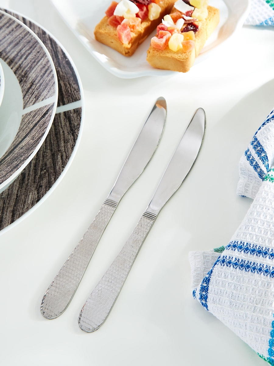 Hammered Stainless Steel Table Knife - Set of 2