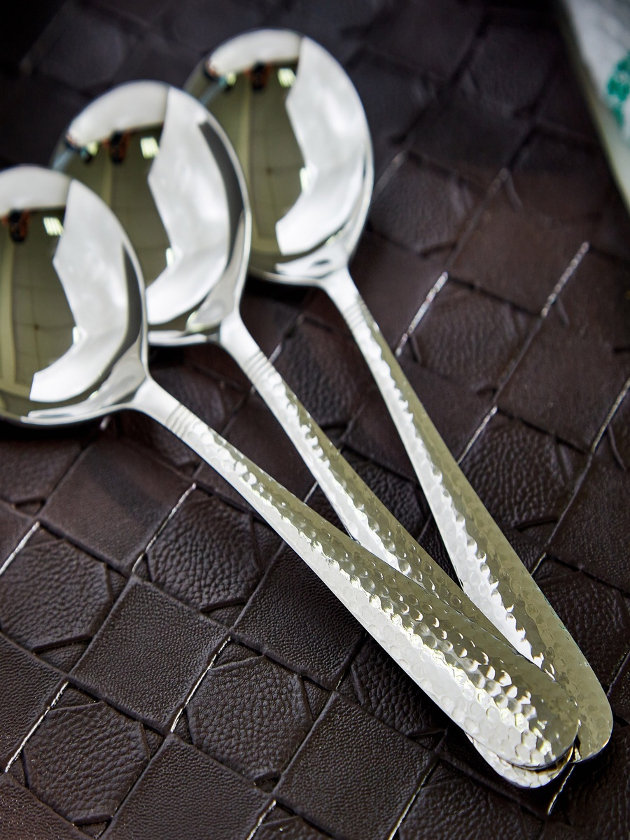 Hammered Stainless Steel Soup Spoon - Set of 3