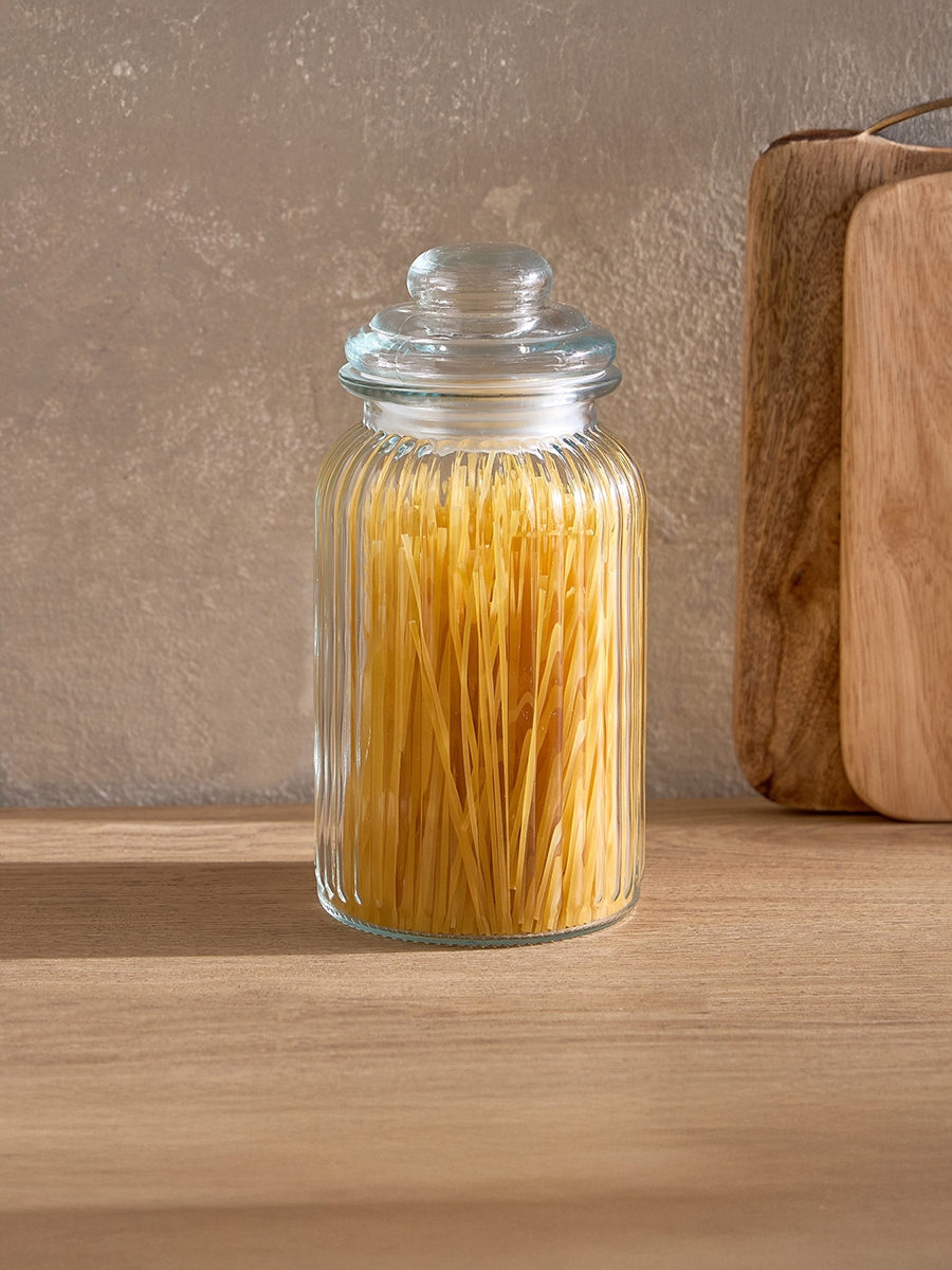 Essential Ribbed Glass Jar - 1.2 L